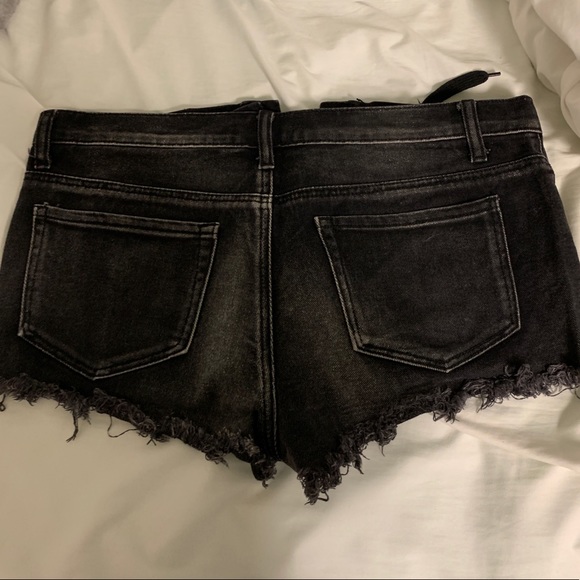 Black jean lace-up shorts - Picture 2 of 3